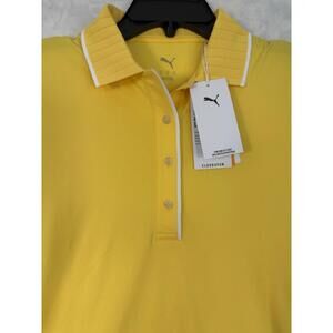 Puma Golf Polo Shirt Small Womens Yellow Cloudspun Short Sleeve NEW